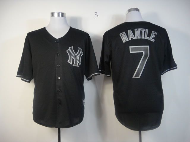 Men New York Yankees #7 Mantle Black MLB Jerseys